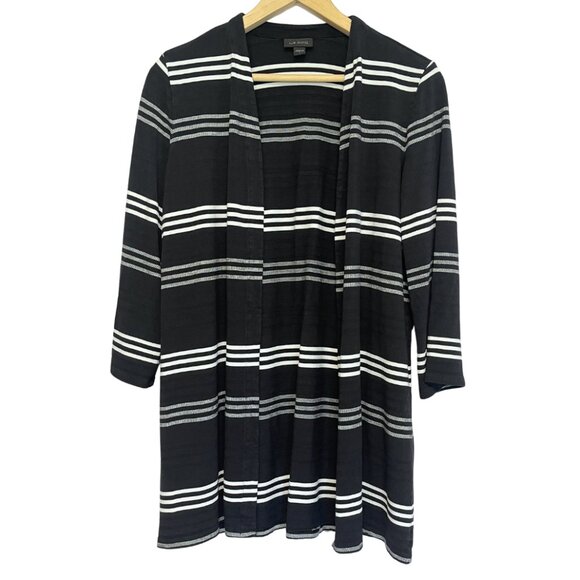 J Jill Cardigan Sweater Womens S Wearever Black Stretch Jersey Knit Long Line - Picture 1 of 8
